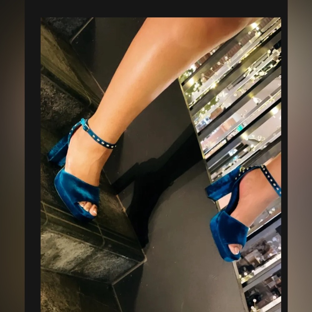 Cute blue platform heels